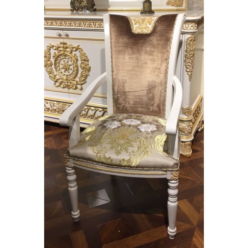 Е62 МОНАРХ СТУЛ С ПОДЛОКОТНИКАМИ, цвет-white gold,ткань 34062/R9004-20 Е62 МОНАРХ СТУЛ С ПОДЛОКОТНИКАМИ, цвет-white gold,ткань 34062/R9004-20