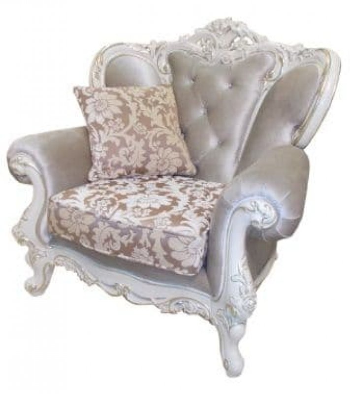 601-51 ЭСТЕЛЛА  КРЕСЛО (мягкая мебель) , цвет-белый жемчуг, ткань F-23