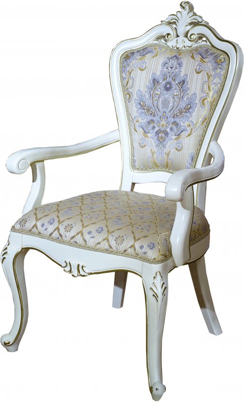 601-75 ЭСТЕЛЛА СТУЛ с подлокотниками ,цвет-белый жемчуг, ткань F07/F08