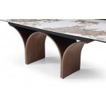 Стол DT2341 (180-260) белая глянцевая керамика/орех