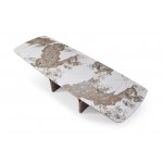 Стол DT2341 (180-260) белая глянцевая керамика/орех