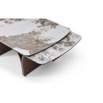 Стол DT2341 (180-260) белая глянцевая керамика/орех