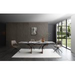 Стол DT2341 (180-260) белая глянцевая керамика/орех