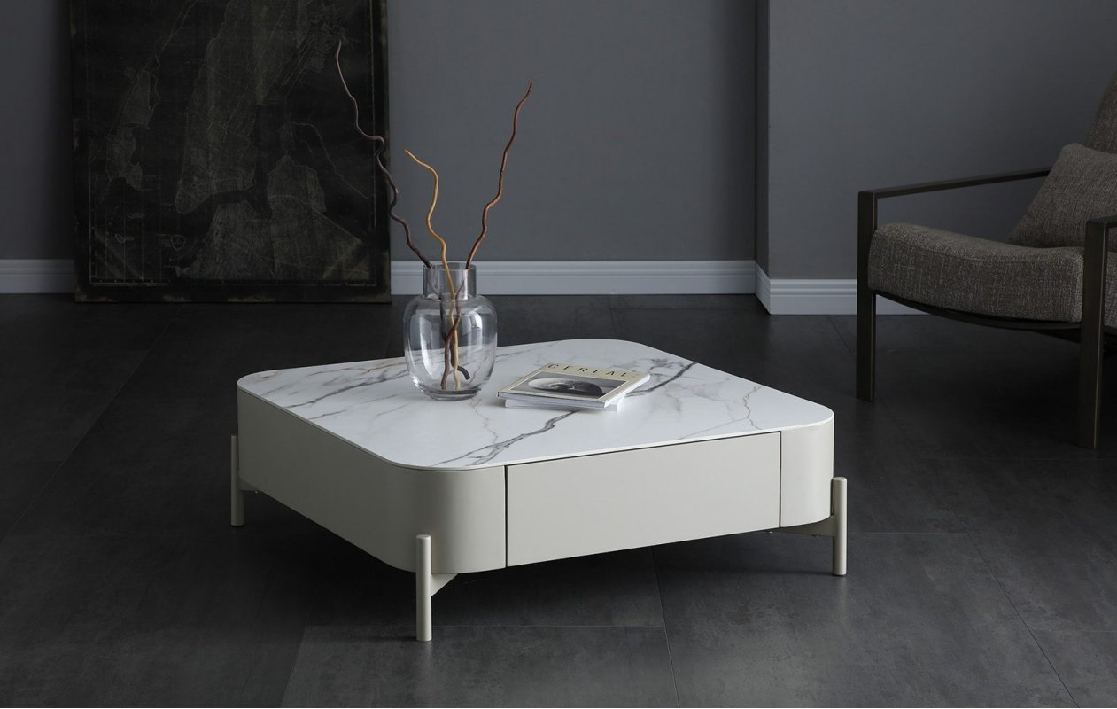 Стол журнальный CT2360 (90) бежевая матовая керамика/DR#45/бежевый