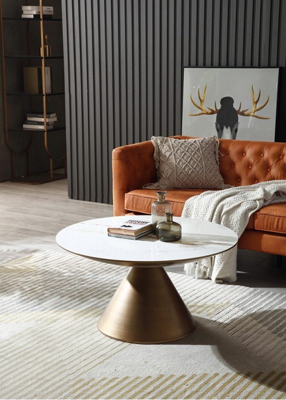 Стол журнальный CT9346CI (D70) белый керамика