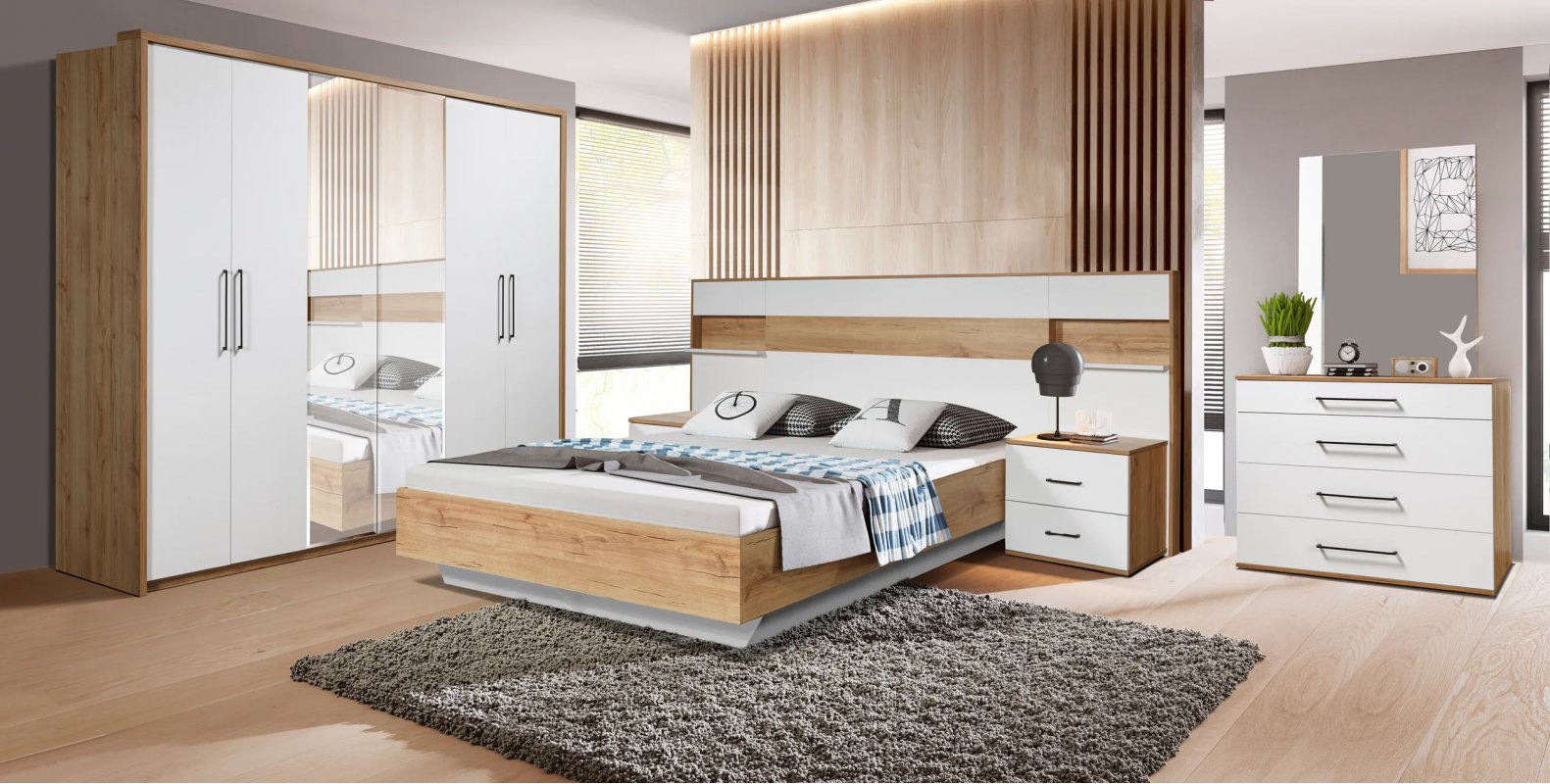 ЖЕНЕВА комплект спальни с 6-ти дверным шкафом 