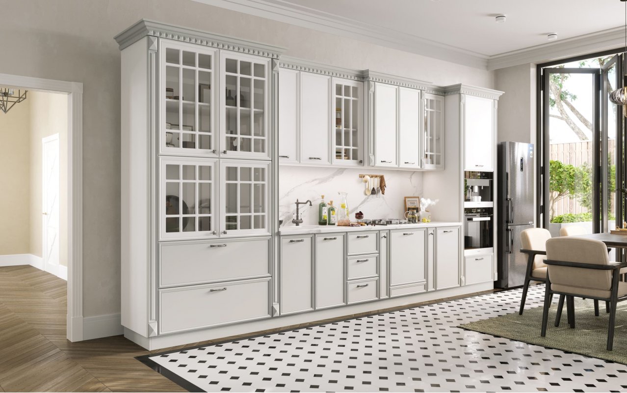 ЛУНА Кухня прямая 4,55 (серый)