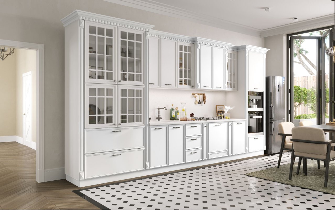 ЛУНА Кухня прямая 4,55 (белый)