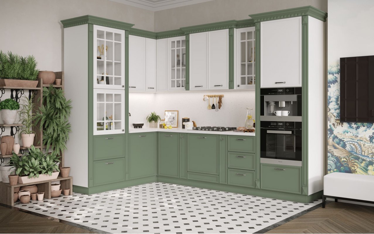 ЛУНА Кухня угловая 3,15*1,95 (олива)