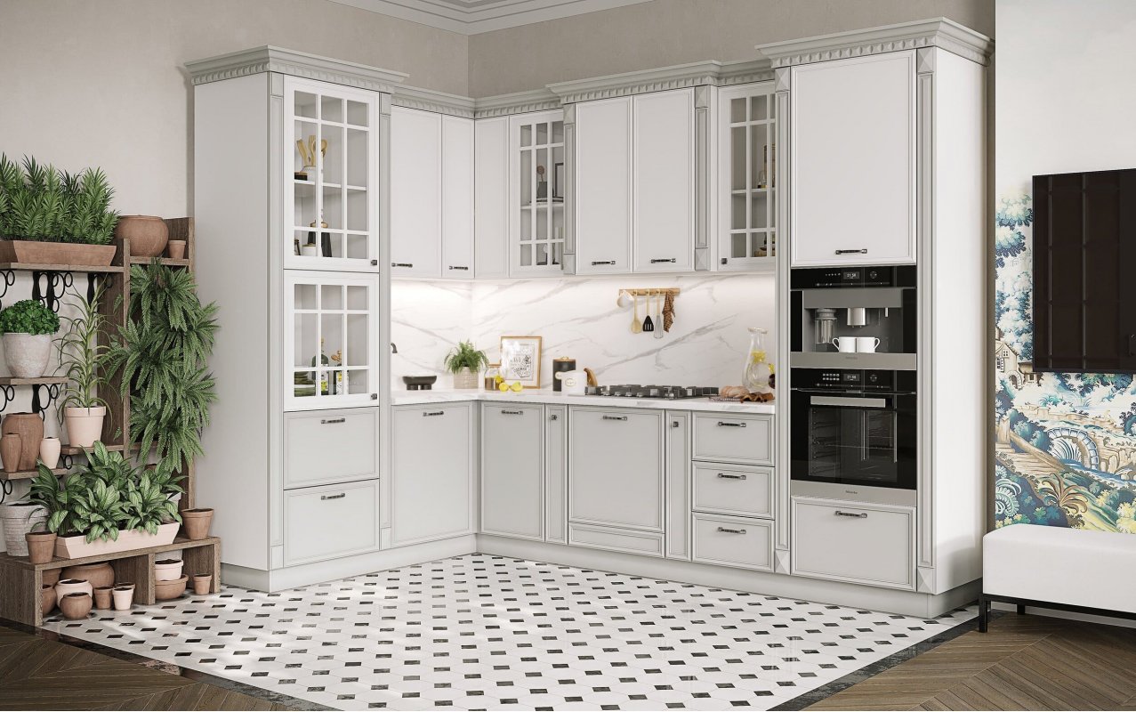 ЛУНА Кухня угловая 3,15*1,95 (серый)