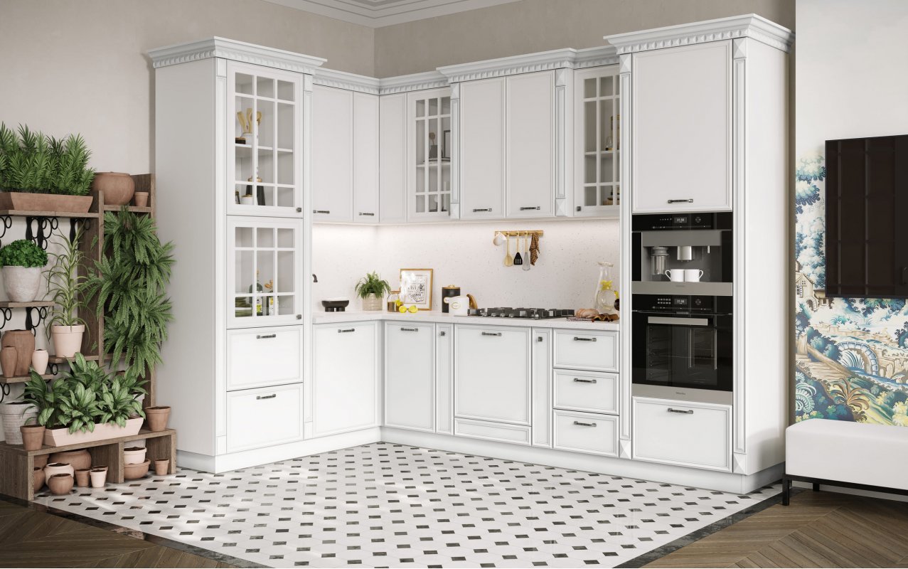 ЛУНА Кухня угловая 3,15*1,95 (белый)