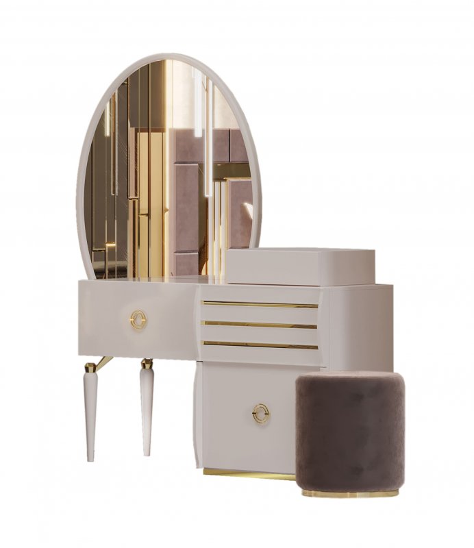 ТИФФАНИ Туалетный стол с зеркалом и пуфом