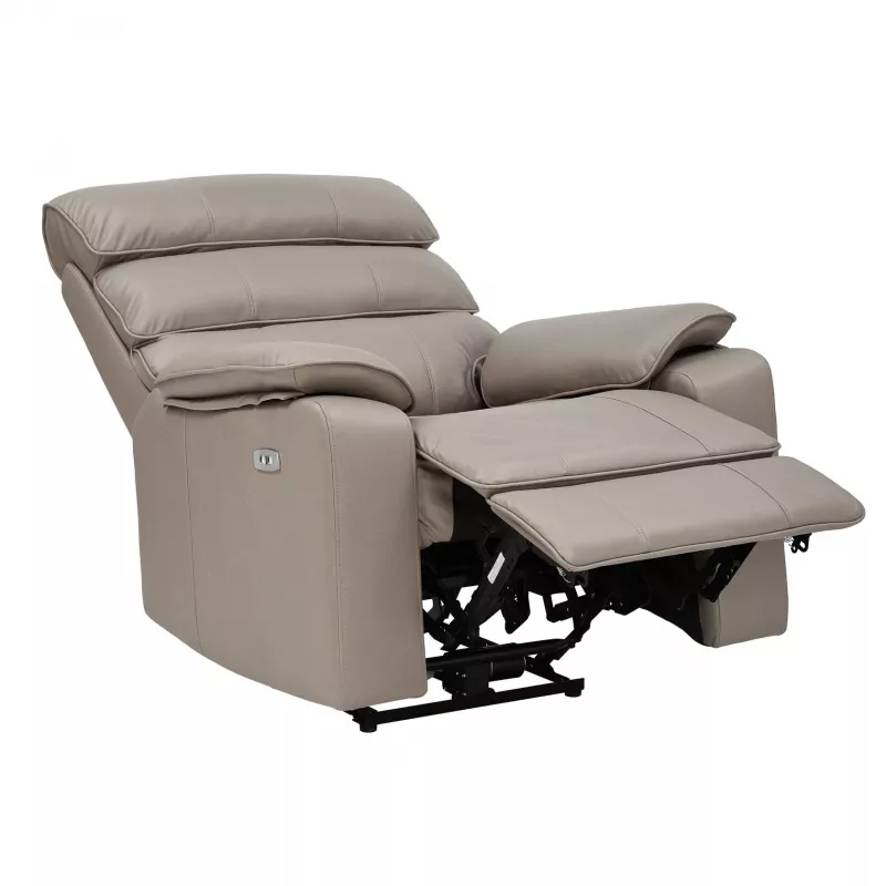 HK034-04 LIGHT BROWN Кресло кожаное с реклайнером