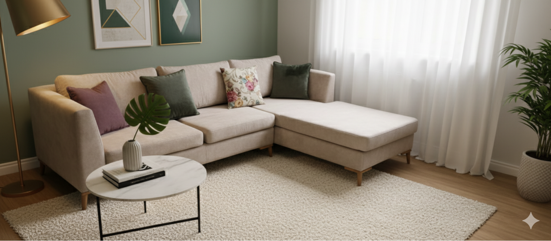 ЛАРГО Угловой диван с оттоманкой (правый)