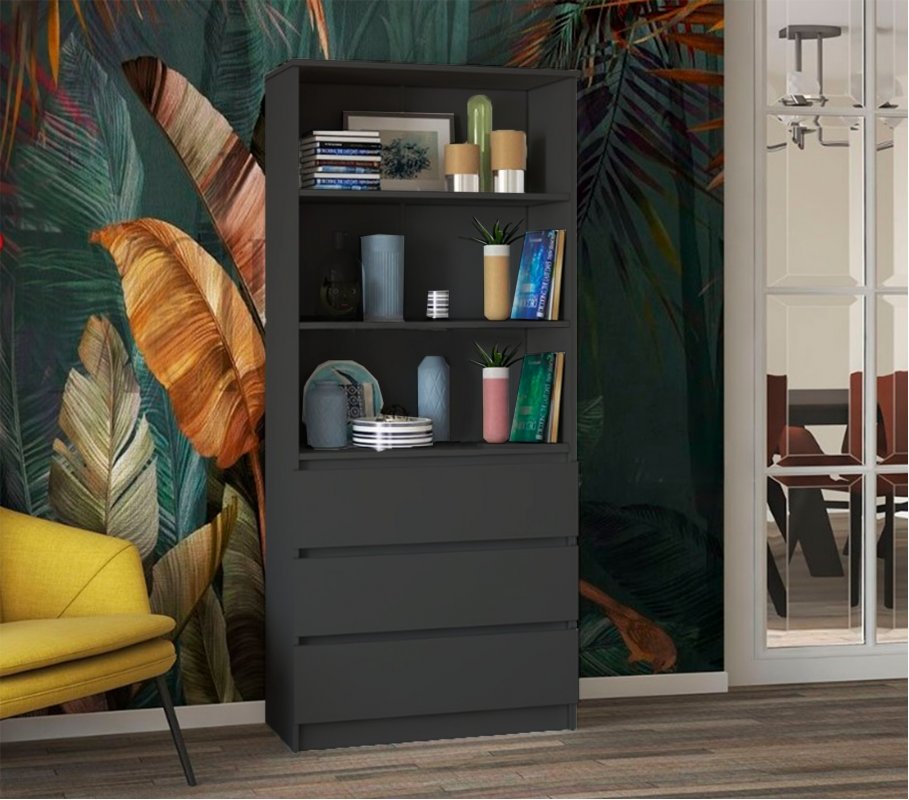 Стеллаж Мальм 3 ящика (804х1800х350) Графит