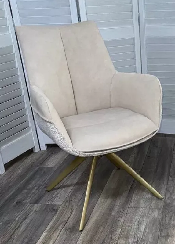 Стул PONTUS 360 град. поворот. RIELY-111 / PRESENT-120 Кремовый / Шампань, ®DISAUR Стул PONTUS 360 град. поворот. RIELY-111 / PRESENT-120 Кремовый / Шампань, ®DISAUR