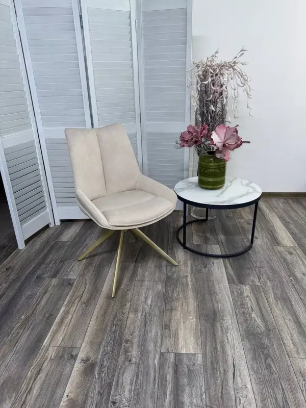 Стул OSKAR 360 град. поворот. RIELY-111 / PRESENT-120 Кремовый / Шампань каркас, ®DISAUR Стул OSKAR 360 град. поворот. RIELY-111 / PRESENT-120 Кремовый / Шампань каркас, ®DISAUR