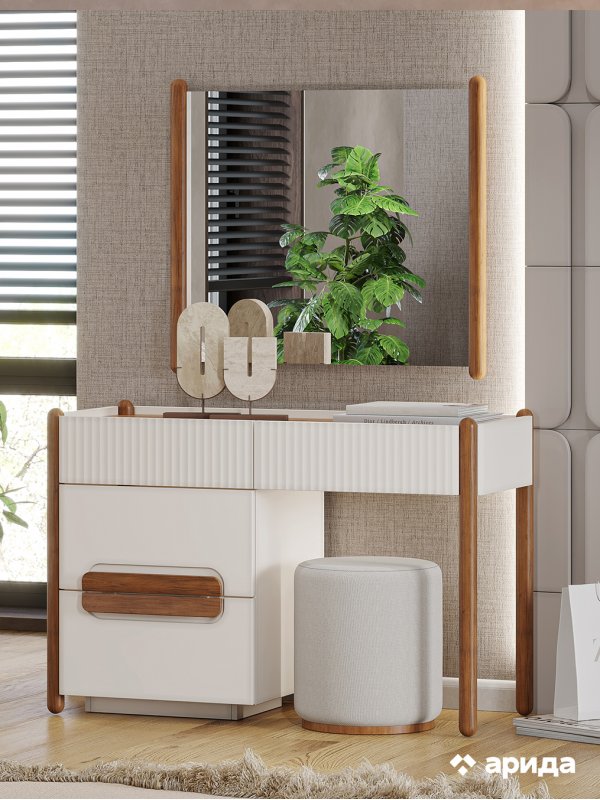 Туалетный стол с зеркалом и пуфом "Линда" Туалетный стол с зеркалом и пуфом "Линда"