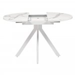 Стол Rudolf круглый раскладной 90-120x90x75см, белый мрамор, белый