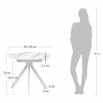 Стол Rudolf круглый раскладной 90-120x90x75см, белый мрамор, белый