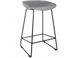 Стул полубарный Neo серый с чёрными ножками