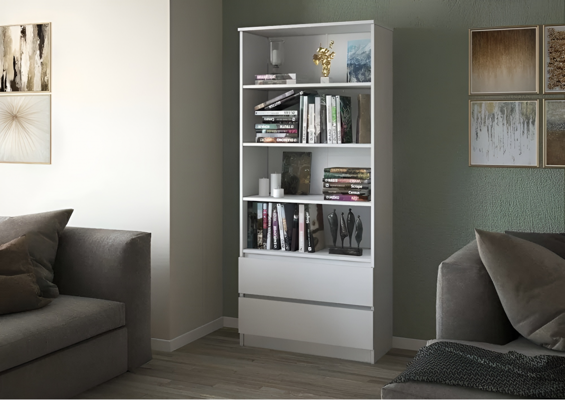 Стеллаж Мальм 2 ящика (804х1800х350) Белый