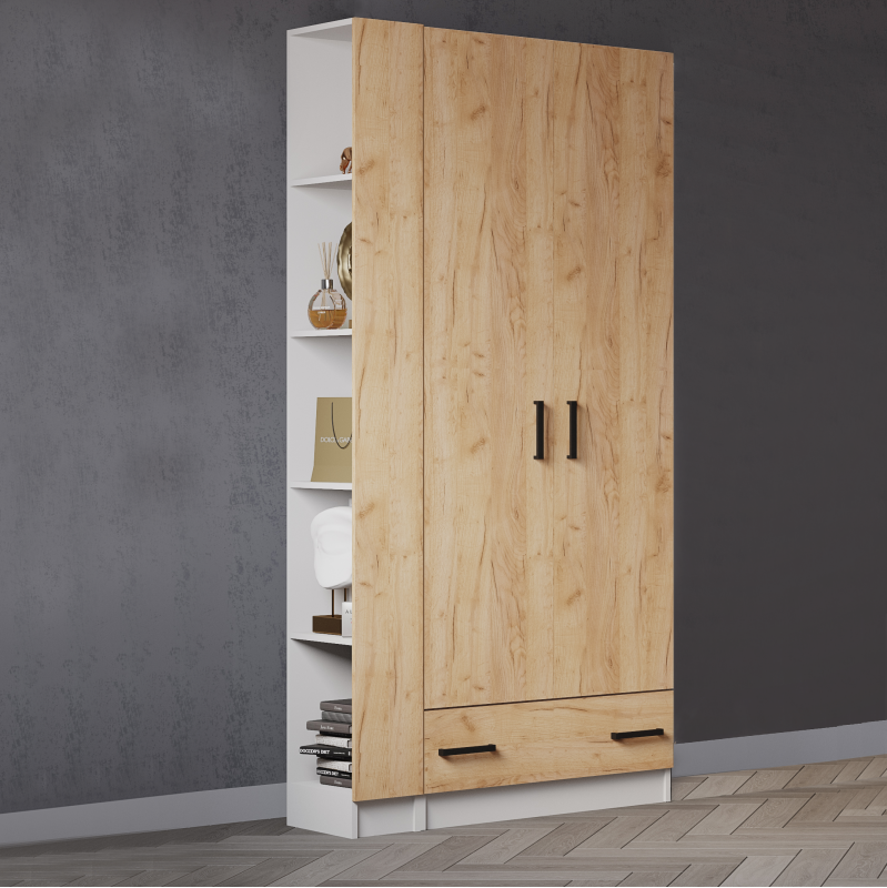 Набор мебели Кевин(шкаф+торцевое завершение )крафт золотой/белый