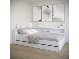 Набор Кровать Ксения 1200 с ящиками и прикроватным блоком белая