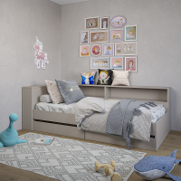 Кровать Ксения с ящиками и головным. блоком ( кашемир ) 900х2000