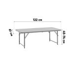 Стол-чемодан складной 122*61*74 см с регулировкой высоты