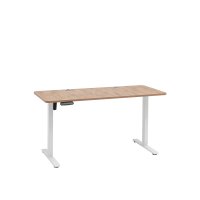 Стол с регулировкой высоты, 1 мотор, память 3 уровня высоты,белый, 140*60 см, светлое дерево