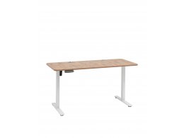 Стол с регулировкой высоты, 1 мотор, память 3 уровня высоты,белый, 140*60 см, светлое дерево