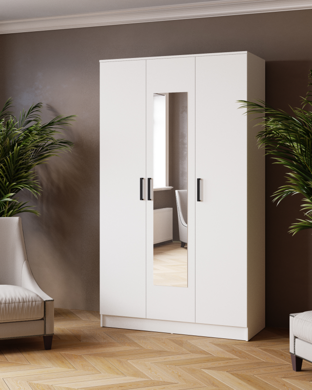 Шкаф комбинированный Ларс (1,2) с зеркалом белый