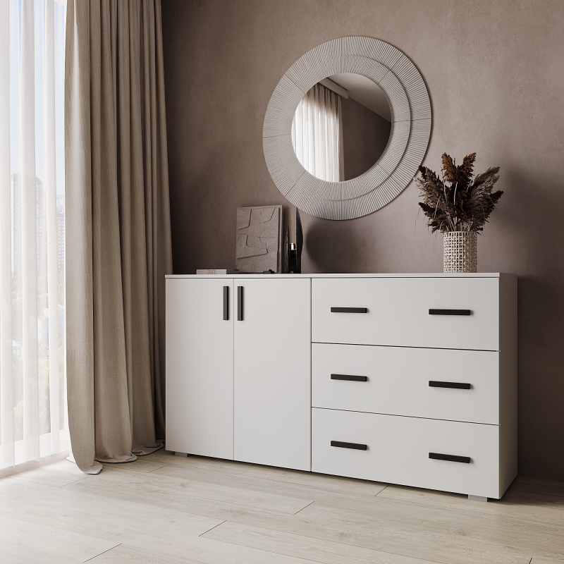 Комод Бостон 2 дверки+3 ящика 1602х890х403 (Белый)