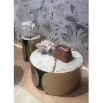 Стол журнальный BRANT KL-188 Контрастный мрамор матовый, итальянская керамика/ Шампань, ®DISAUR