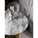 Стол обеденный круглый Остин BS212-100LG, 100х76 см, светло-серый мрамор/золото