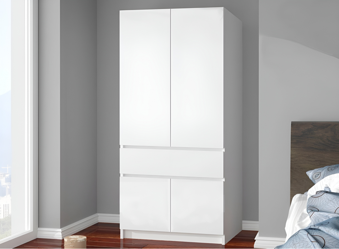 Шкаф распашной Сура (2 ств. 1ящ) 1000х2100х480 Белый