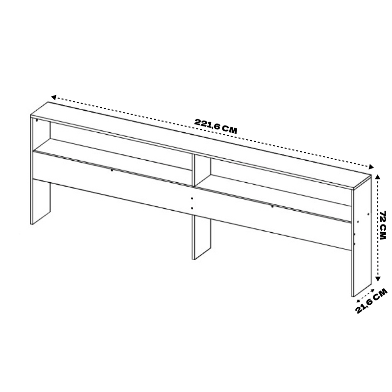 Прикроватный блок 2000х716 к Кровати Ксения (Графит)