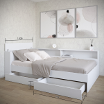 Набор Кровать Ксения 1200 с ящиками и прикроватным блоком белая