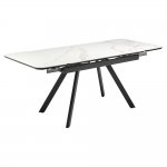 Стол Arthur раскладной 120-184x80x75см, керамогранит белый мрамор Greys White, чёрный Стол Arthur раскладной 120-184x80x75см, керамогранит белый мрамор Greys White, чёрный