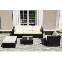 "Даллас" лаунж-зона из искусственного ротанга на 5 персон, цвет черный