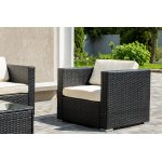 "Даллас" лаунж-зона из искусственного ротанга на 5 персон, цвет черный