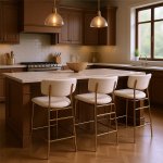 Стул полубарный Elle кремовый с золотыми ножками