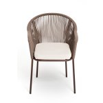 "Лион" стул плетеный из роупа, каркас из стали коричневый (RAL8016) муар, роуп коричневый круглый, ткань бежевая 15052 "Лион" стул плетеный из роупа, каркас из стали коричневый (RAL8016) муар, роуп коричневый круглый, ткань бежевая 15052