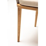 "Марсель" стул плетеный из роупа, основание дуб, роуп серый меланж круглый, ткань бежевая 15052