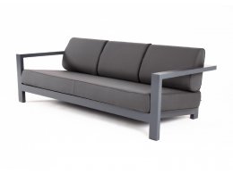 "Гранада" диван 3-местный, каркас алюминий темно-серый (RAL7024) муар, ткань темно-серая 027