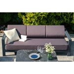 "Гранада" диван 3-местный, каркас алюминий темно-серый (RAL7024) муар, ткань темно-серая 027