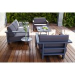 "Гранада" диван 3-местный, каркас алюминий темно-серый (RAL7024) муар, ткань темно-серая 027