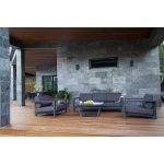 "Гранада" диван 3-местный, каркас алюминий темно-серый (RAL7024) муар, ткань темно-серая 027