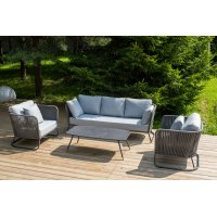 "Багамы" лаунж-зона 5-местная плетеная из роупа (веревки), каркас алюминиевый темно-серый, роуп серый